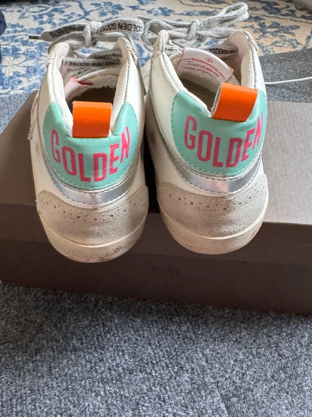 Golden Goose Mid Star High Top Sneakers White Silver Glitter EU 38 Distressed - Picture 6 of 10